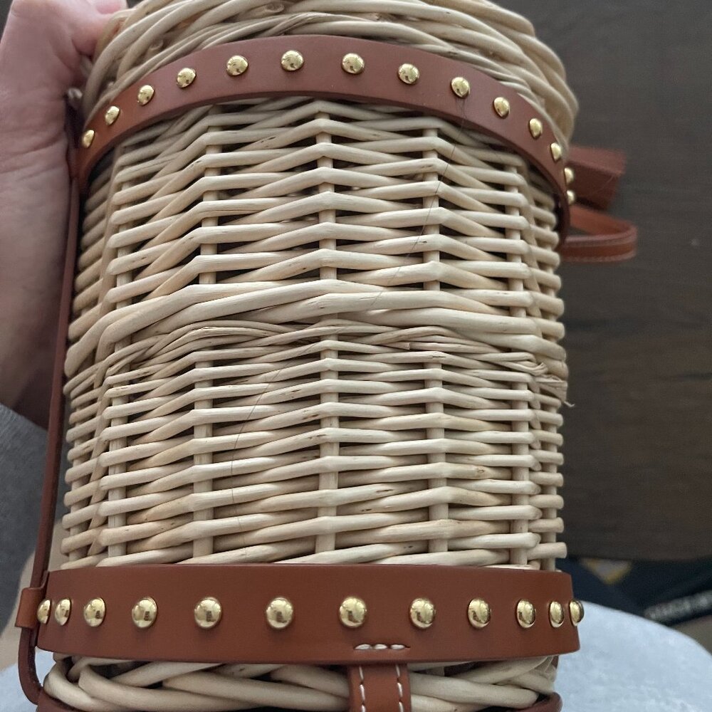 Celine Classic Pannier Bucket Diagonal Shoulder Bag, Raffia beige - Picture 6 of 8